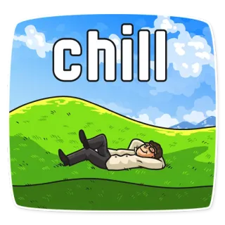 🏞 chill détente, relax, loisirs, relaxation, dessin animé, homme, herbe telegram sticker
