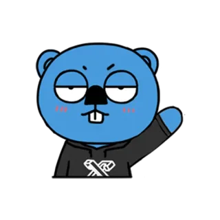 👋 cartoon, character, sticker, animal, blue, hoodie telegram sticker