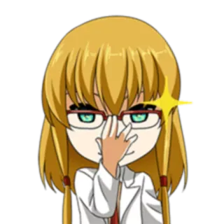 😎 Anime, Mädchen, Stinkefinger, Brille, Offensiv, Cartoon, Geste whatsapp sticker