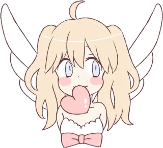 😘 Anime, Fofo, Anjo, Coração, Kawaii, Adesivo telegram sticker
