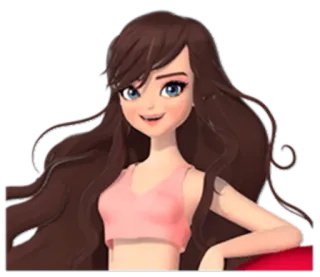 😀 dessin animé, femme, brune, fille, portrait whatsapp sticker