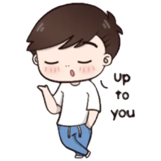😁 Up to you Cartoon, Garçon, Geste, Mignon, Chibi telegram sticker