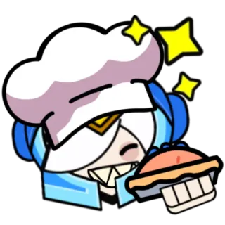🥧 Colette Brawl Stars 荒野乱斗, 科莱特, 厨师, 馅饼, 游戏, 角色, 可爱, 艺术 telegram sticker
