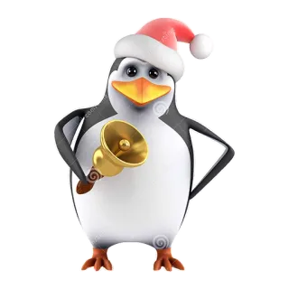 🔔 chim cánh cụt, giáng sinh, mũ ông già Noel, chuông, ngày lễ, lễ hội telegram sticker