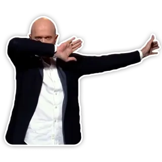 🕺 man, suit, gesture, person, bald, pose telegram sticker