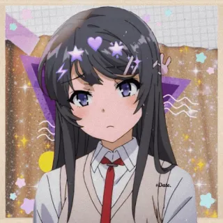 💘 Date. Anime, Menina, Desenho animado, Estrelas, Bonito, Brilho telegram sticker
