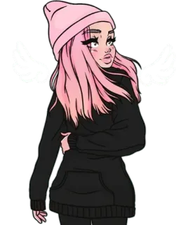 🧚‍♀ donna, capelli rosa, berretto, cartone animato, adesivo, femmina, ragazza telegram sticker