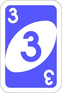 3️⃣ 3 uno, kaart, nummer, blauw telegram sticker