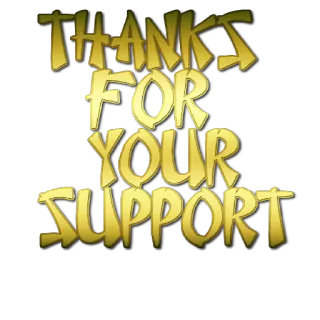 ❤️ THANKS FOR YOUR SUPPORT bedankt, steun, dankbaarheid, goud, tekst telegram sticker