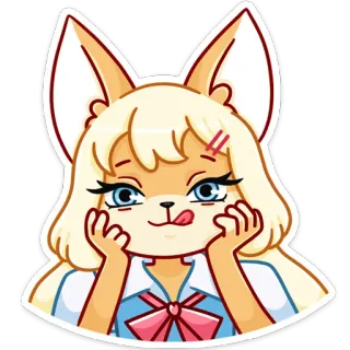 😛 アニメ, 可愛い, カートゥーン, 狐娘, ステッカー, 擬人化, 金髪 whatsapp sticker