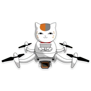 🚁 gato, drone, animal, voador, adesivo, fofo, desenho animado whatsapp sticker