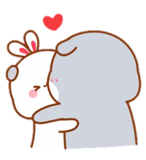 🐰 귀여운, 사랑, 만화, 동물, 토끼, 곰, 포옹 telegram sticker