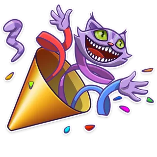 🎉 Katze, Party, Feier, Cartoon, Festlich, Kegel, Lila whatsapp sticker