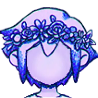 😶 Basil OMORI couronne de fleurs, jeu vidéo, mignon, kawaii, jeu indépendant telegram sticker