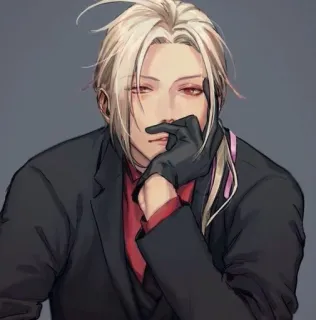 ✨ Anime, Manga, Blond, Yeux Rouges, Personnage, Gants, Costume whatsapp sticker