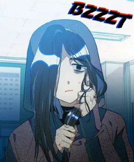😅 BZZZZT cartoon, woman, hoodie, anime, webtoon telegram sticker