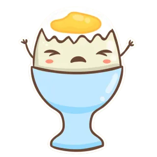 😢 ovo, café da manhã, comida, desenho animado, fofo, kawaii telegram sticker