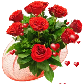 ❤️ 玫瑰, 花, 花束, 红色, 爱心, 爱, 礼物, 浪漫 telegram sticker