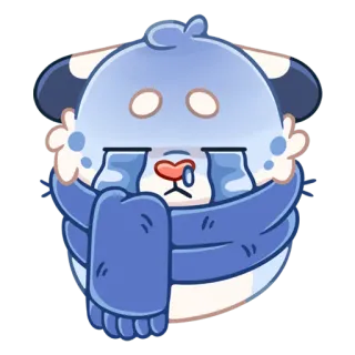 😭 เศร้า, ร้องไห้, น่ารัก, สัตว์, ผ้าพันคอ whatsapp sticker