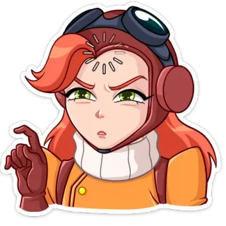 🤨 การ์ตูน, เด็กผู้หญิง, นักบิน, นักบิน, ตัวละคร, ผู้หญิง telegram sticker