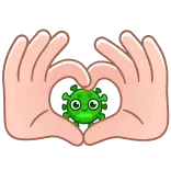 🫶 keim, herz, virus, emoji, liebe, cartoon telegram sticker