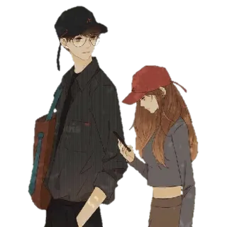 🚶 аниме, пара, персонажи, иллюстрация telegram sticker