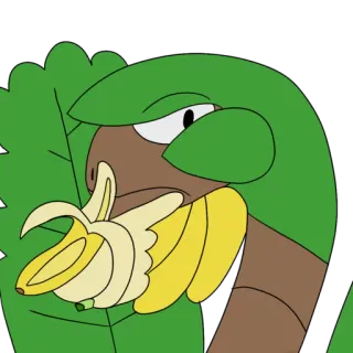 🤔 cobra, banana, desenho animado, réptil, comendo telegram sticker