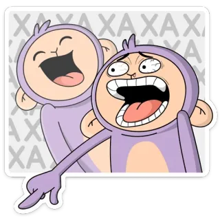 😲 XA XA Cartoon, Affe, Lachen, Zeigen, Lustig, Comic telegram sticker