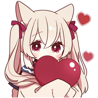 🫶 Anime, Kawaii, Dễ thương, Trái tim, Tình yêu, Nữ mèo, Sticker whatsapp sticker