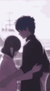 ❤️ Anime, Paar, Traurig, Umarmung, Liebe, Romantik, Teenager telegram sticker