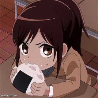 🍙 Anime, Meisje, Eten, Onigiri, Leuk telegram sticker