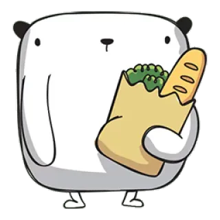 🥖 Panda, Shopping, Lebensmittel, Baguette, Essen, Gemüse telegram sticker