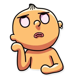 🙄 cartoon, baby, face, eyes, mouth, skin telegram sticker