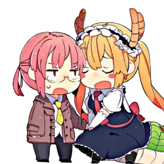 🐉 Tohru Miss Kobayashi's Dragon Maid Anime, Dragón, Maid, Lindo, Kawaii, Pareja, Kobayashi, Tohru telegram sticker