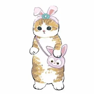 💗 kot, królik, słodki, zwierzę, kreskówka, naklejka, zwierzę domowe telegram sticker