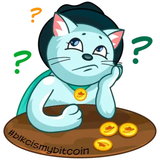 💭 #blkcismybitcoin gato, pensando, pregunta, bitcoin, cripto, blockchain telegram sticker