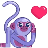 😘 monkey, heart, love, animal, cute, cartoon telegram sticker