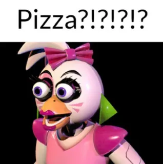 🍕 Glamrock Chica Five Nights at Freddy's: Security Breach Pizza?!?!?!?! pizza, robot, ayam, animatronik, FNAF telegram sticker