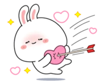 😋 lapin, cœur, flèche, amour, mignon, kawaii, autocollant whatsapp sticker