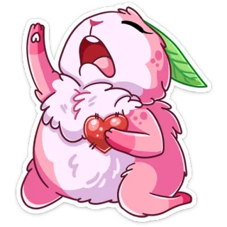 💔 mignon, rose, dessin animé, cœur, animal, amour, kawaii telegram sticker