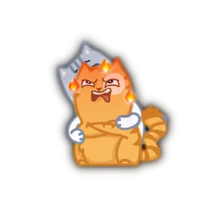 😡 gato, raiva, chamas, emoções, desenho animado, adesivo telegram sticker