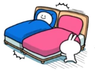 😴 bed, cartoon, rabbit, sleeping, cute telegram sticker