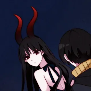 🔸 anime girl, demon, horns, anime, red eyes telegram sticker