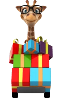🎁 Giraffe, Geschenke, Geschenke, Brille, Cartoon, Feier, Tier telegram sticker