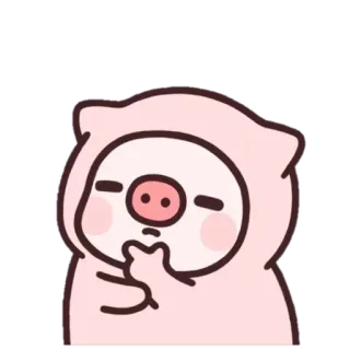 🤔 pig, animal, cartoon, cute, hoodie telegram sticker
