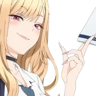 😼 Marin Kitagawa My Dress-Up Darling anime, cewek, pirang, Marin Kitagawa, angkuh telegram sticker