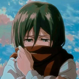 😔 Mikasa Ackerman Attack on Titan アニメ, マンガ, 悲しい, 泣く, ミカサ, 進撃の巨人 telegram sticker