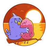 🥰 burung, matahari terbenam, persahabatan, imut, kartun telegram sticker