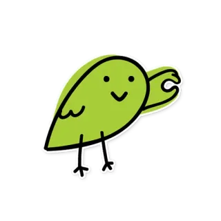 👌 새, 초록색, 만화, 귀여운, 잎, 동물 telegram sticker