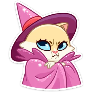 🙅‍♀️ kat, heks, halloween, schattig, cartoon, sticker, magie telegram sticker